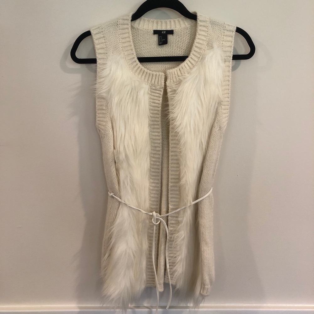 White faux fur vest